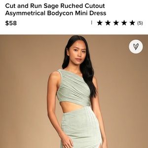 Lulus Cut and Run Ruched Cutout Asymmetrical Bodycon Mini Dress (Worn once)